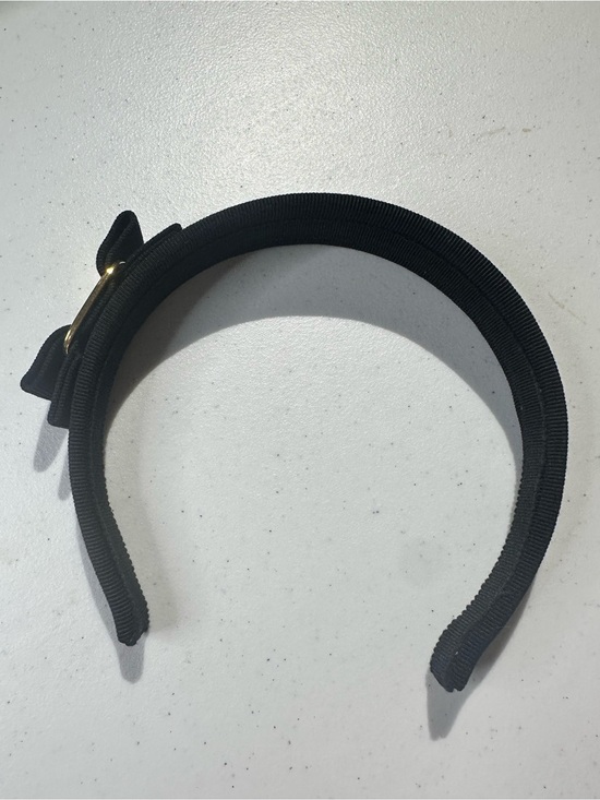 Salvatore Ferragamo Black Headband with Gold Logo Plaque